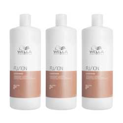 Pachet 3 x Balsam de reparare pentru par deteriorat Wella Professionals Fusion, 1000 ml