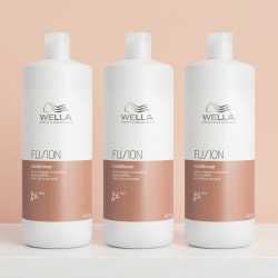 Pachet 3 x Balsam de reparare pentru par deteriorat Wella Professionals Fusion, 1000 ml