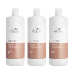 Pachet 3 x Balsam de reparare pentru par deteriorat Wella Professionals Fusion, 1000 ml