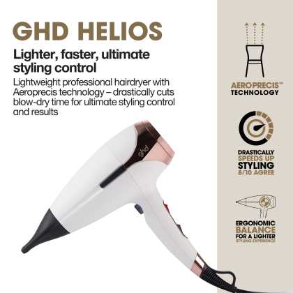 Uscator de par profesional cu tehnologia Aeroprecis™ GHD Helios, White