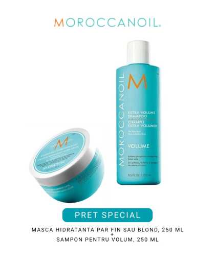 Set de par pentru volum si hidratare Moroccanoil Hydration Duo Sampon Extra Volume +Masca Weightless Hydration 2x250 ml