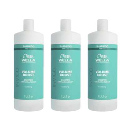 Pachet 3 x Sampon pentru par lipsit de volum Wella Professionals Invigo Volume Boost, 1000 ml