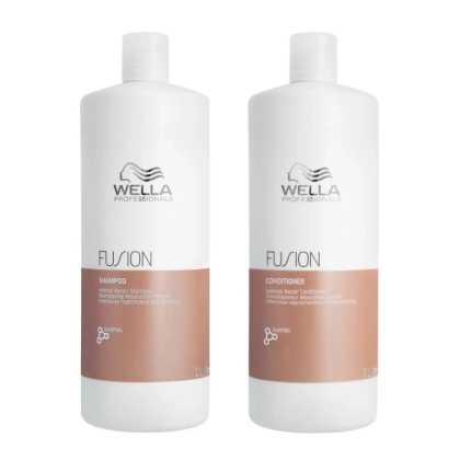 Set intens reparator pentru par deteriorat Wella Professionals Fusion ( Sampon 1000 ml + Balsam 1000 ml )