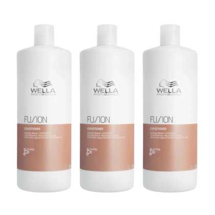 Pachet 3 x Balsam de reparare pentru par deteriorat Wella Professionals Fusion, 1000 ml