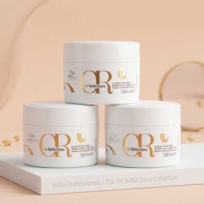 Pachet 3 x Masca pentru par neted si stralucitor Wella Professionals Oil Reflections, 150 ml