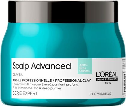 Argila 2 in 1 cu utilizari multiple pentru scalp gras L’Oreal Professionnel Scalp Advanced, 500 ml - Abbate.ro