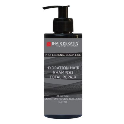 Sampon hidratant cu keratina Ihair Keratin Hydration Total Repair Black Line, 300 ml - Abbate.ro