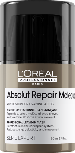 Crema cu protectie termica, fara clatire pentru par deteriorat L’Oreal Professionnel Absolut Repair Molecular,  50 ml - Abbate.ro