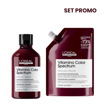 Set pentru par vopsit L’Oreal Professionnel Serie Expert VITAMINO COLOR SPECTRUM (Sampon 300 ml+ Sampon Refill 500ml) - Abbate.ro