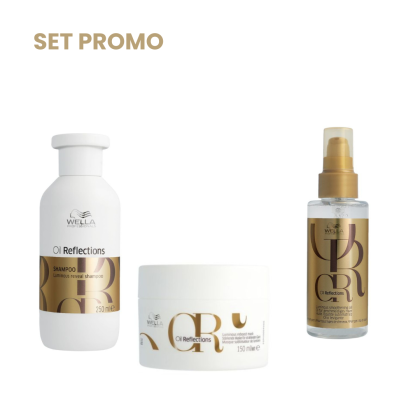 Set pentru par deteriorat Wella Professionals Oil Reflection ( Sampon 300 ml + Masca 150 ml + Ulei Luminous smoothening 100 ml) - Abbate.ro