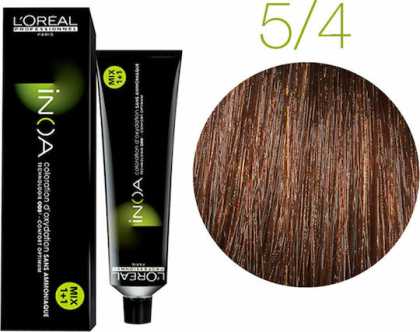 Vopsea de par permanenta L’Oréal Professionnel Inoa 5.4, maro cupru deschis, 60 ml - Abbate.ro