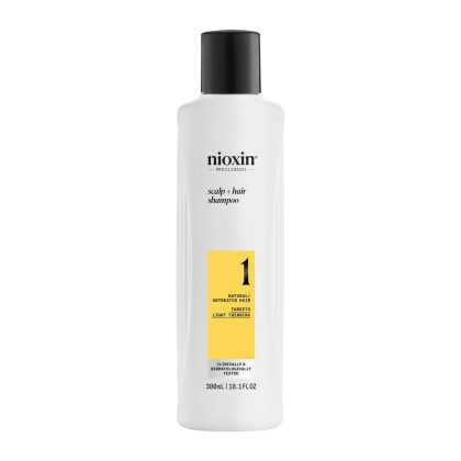 Sampon profesional fortifiant impotriva ruperii pentru par natural cu aspect usor subtiat Nioxin System 1 Scalp + Hair Shampoo, 300 ml