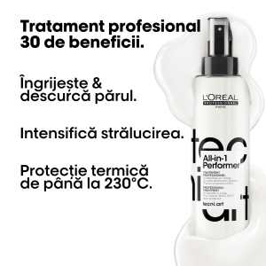 Tratament profesional pentru par, fara clatire multifunctional cu 30 de beneficii, produs vegan L’Oreal Professionnel Tecni.Art All-in-1 Performer, 190 ml