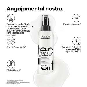 Tratament profesional pentru par, fara clatire multifunctional cu 30 de beneficii, produs vegan L’Oreal Professionnel Tecni.Art All-in-1 Performer, 190 ml
