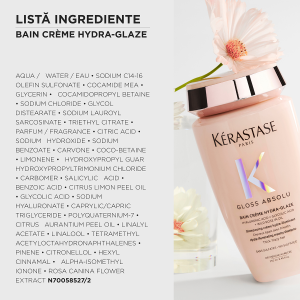 Sampon pentru par gros predispus la electrizare Kérastase Gloss Absolu Bain Crème Hydra-Glaze, 250 ml