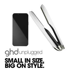 Placa de par profesionala fara fir cu tehnologie Hybrid Co-Lithium GHD Unplugged, White