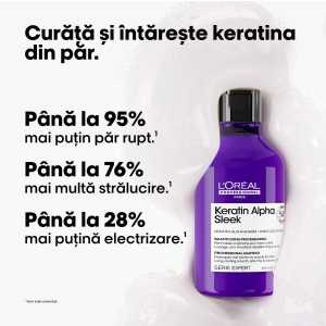 Sampon profesional pentru par matasos L’Oreal Professionnel Serie Expert Keratin Alpha Sleek, 300 ml