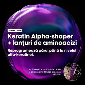 Sampon profesional pentru par matasos L’Oreal Professionnel Serie Expert Keratin Alpha Sleek, 500 ml