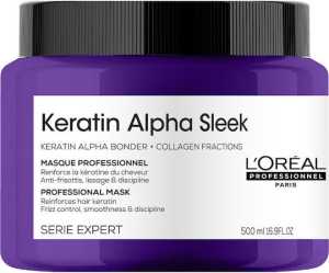 Masca profesionala pentru par matasos L’Oreal Professionnel Serie Expert Keratin Alpha Sleek, 500 ml