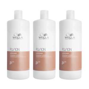 Pachet 3 x Balsam de reparare pentru par deteriorat Wella Professionals Fusion, 1000 ml
