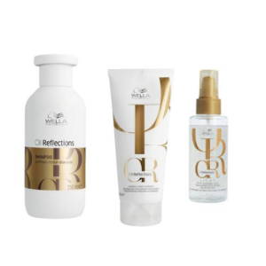 Set pentru par deteriorat Wella Professionals Oil Reflection ( Sampon 250 ml + Balsam 200 ml + Ulei Luminous Light 100 ml)