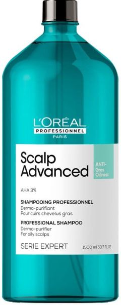 Sampon profesional pentru scalp gras L’Oreal Professionnel Scalp Advanced, cu 3% AHA, 1500 ml
