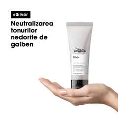 Balsam de par, pentru neutralizarea tonurilor galbene nedorite L’Oreal Professionnel Serie Expert Silver, 200 ml