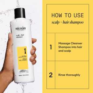 Sampon profesional fortifiant impotriva ruperii pentru par natural cu aspect usor subtiat Nioxin System 1 Scalp + Hair Shampoo, 300 ml