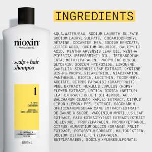 Sampon profesional fortifiant impotriva ruperii pentru par natural cu aspect usor subtiat Nioxin System 1 Scalp + Hair Shampoo, 1 l